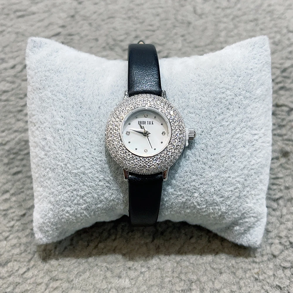 015656 Trendy Watch for Women AAA Cubic Zircon Bracelet Watch  for Wedding Party Fashion Jewelry Leather wristband