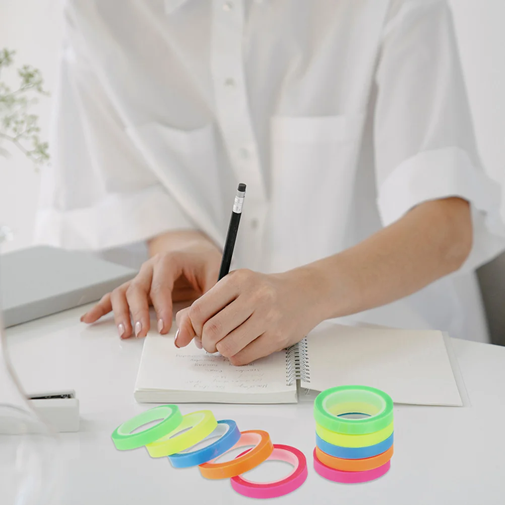 15 Rolls Clear Duct Tape Waterproof Index Sticker Fluorescence Highlighters for Annotating Books Nurse Labels