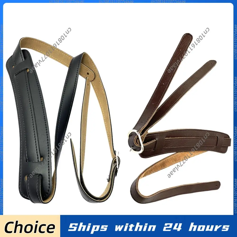 

Leather Acoustic Guitar Strap Adjustable Length Padded Strap with Metal Buckle Folk Guitar Strap for Acoustic Electric Folk Bass