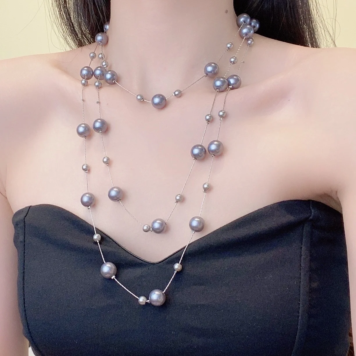 New Gothic Pearl Necklaces For Women Fashion New Multi-Layers Necklace Light Luxury Advanced Chain Woman Jewelry Accessories