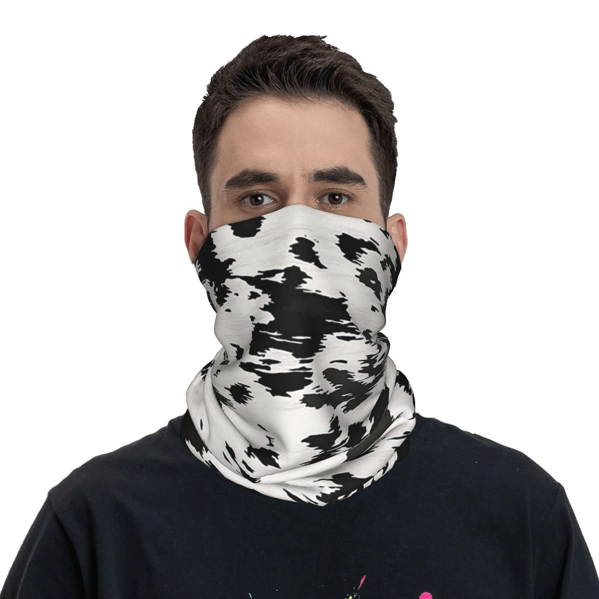 

Черно-белая бандана из коровьей шкуры, гетры с принтом, маска, шарф, многофункциональный велосипедный шарф, походный, рыбалка