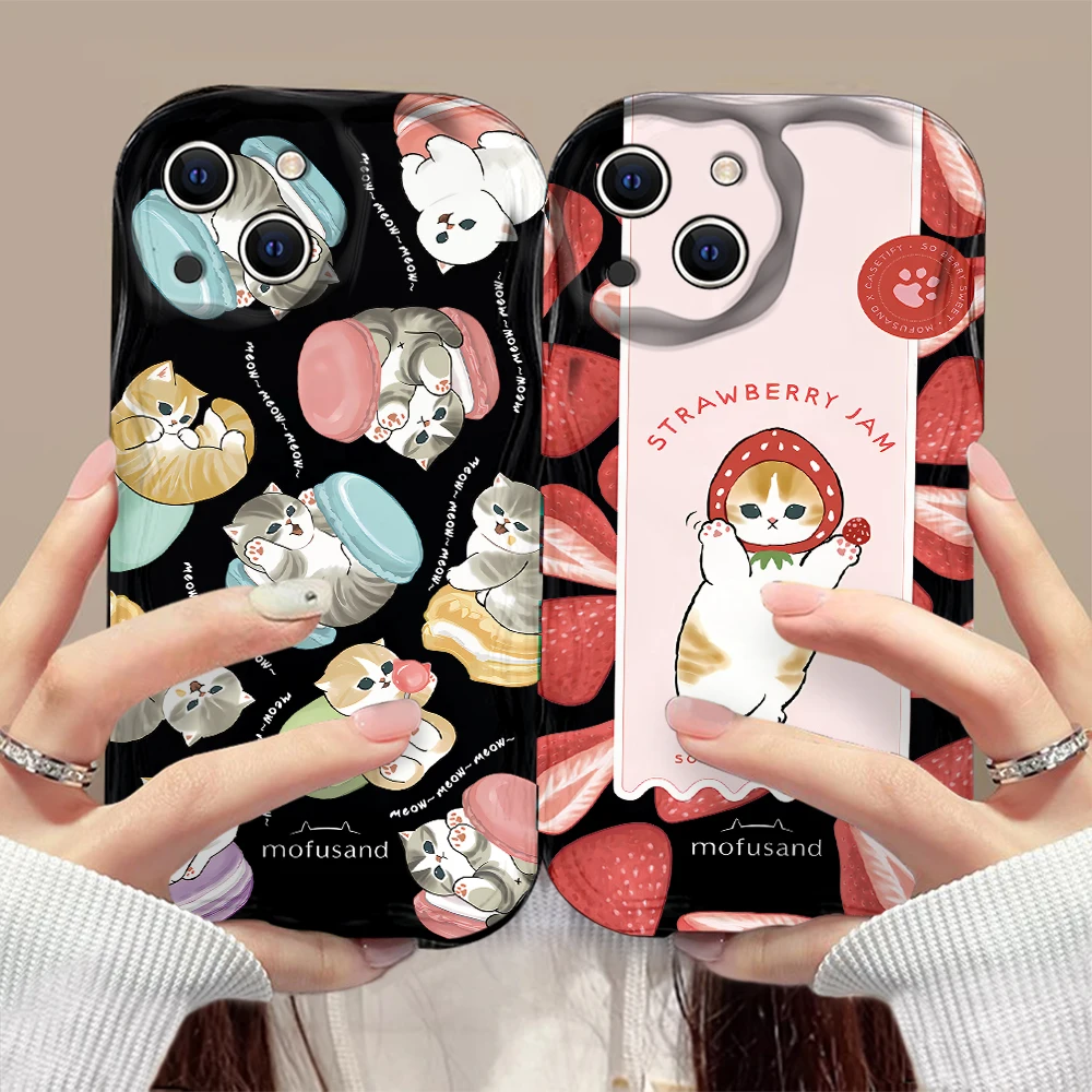 Cute M-Mofusands cat 3D Wave Phone Case For Samsung Galaxy S24 S23 S22 S21 S20 FE Plus Ultra 4G 5G Soft Silicone Back Cover