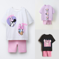 Girls Short Sleeve Outfits Cartoon Tshirt+Shorts Two Piece Set Kids Cartoon Tshirt Pink Shorts Child Cute Suit Summer Clothing