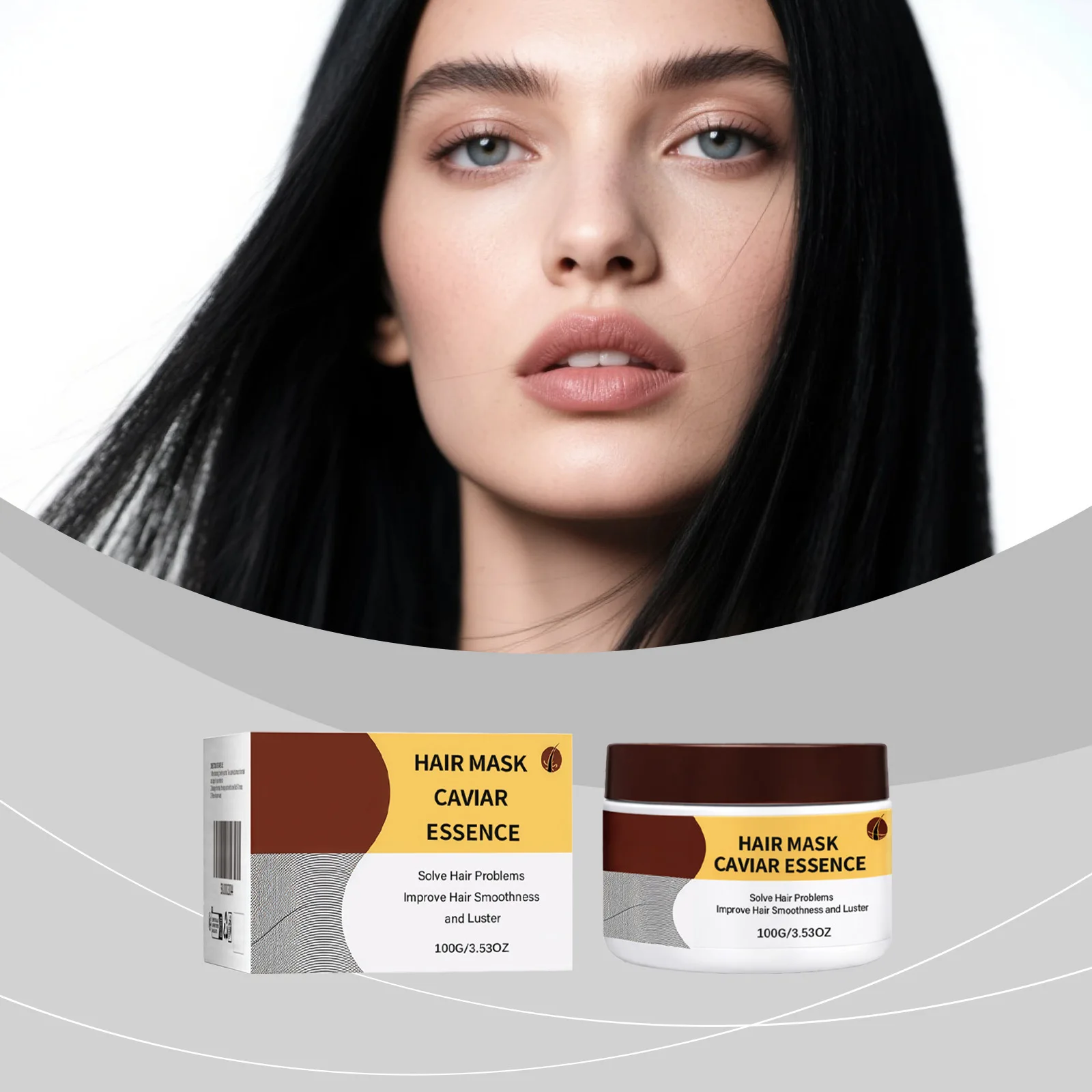 

Caviar Essence Hair Mask Deep Repair Damaged Frizzy Smooth Shiny Nourish Moisturizing Improve Dry Split Ends Hair Treatment Care
