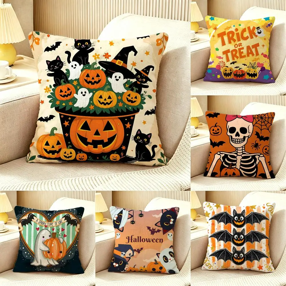 Candy Pumpkin Cat Cushion Cover Pillow Cover Nordic Minimalist Throw DoubleSided Print Cushion Case for Sofa Bedroom Decor