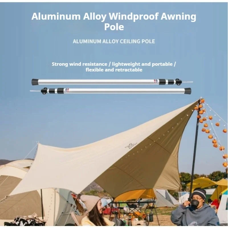 2 SZT. Srebrne Aluminiowe Słupki do Markiz Regulowane Teleskopowe Wsporniki do Daszków Wytrzymałe Pręty do Namiotów Przenośne Zewnętrzne Słupki do Patio Ogrodu Osłony Przeciwsłonecznej Części Zamienne — 2