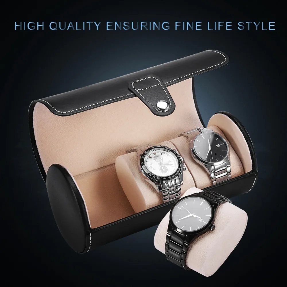 

Stylish 3 Slot Watch Box PU Leather Black/Brown Color Jewelry Storage Collector Organizer Travel