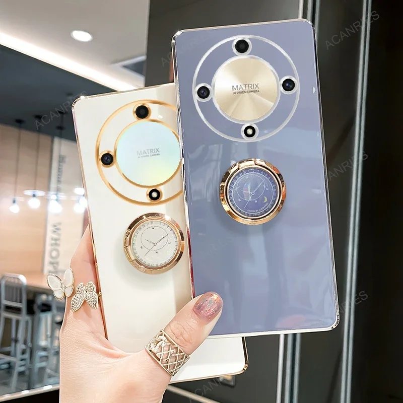 Magic6 Magic5 6lite 5lite الفاخرة تصفيح حلقة حامل حامل حافظة لهاتف هواوي هونور ماجيك 6 5 لايت برو 5 جرام X9a X9b غطاء سيليكون