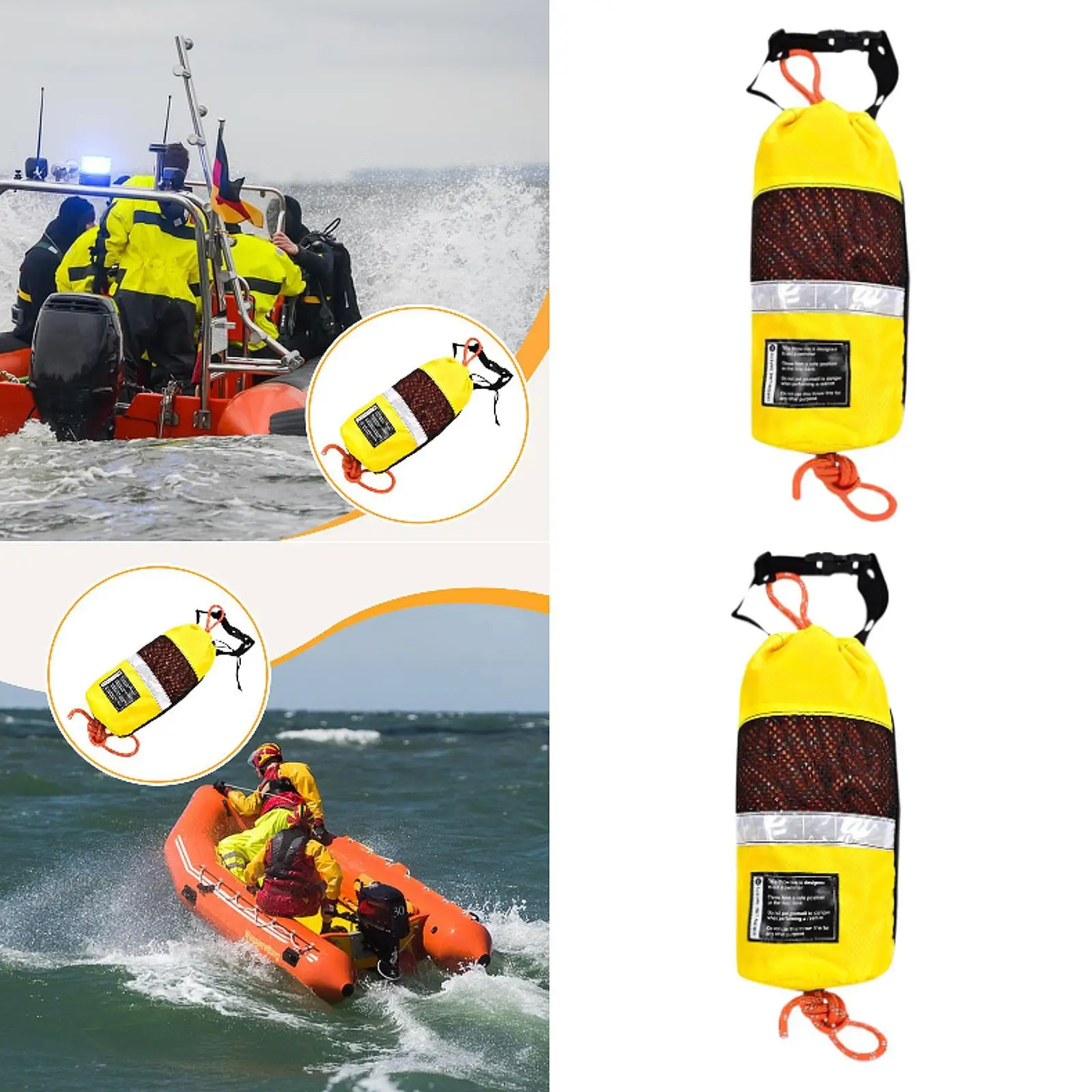Bolsa de lanzamiento, equipo de línea de muelle, cuerda de lanzamiento flotante salvavidas para deportes acuáticos, Rafting, canoa, yate, vela, kayak