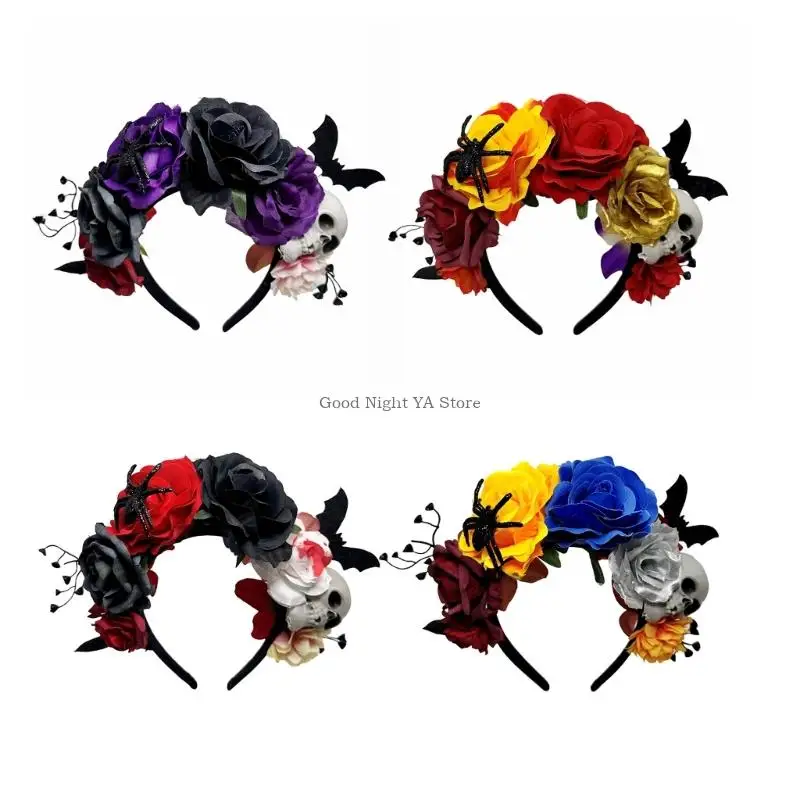 

Повязка для волос с искусственным цветком на тему Хэллоуина для ролевых игр, особых случаев