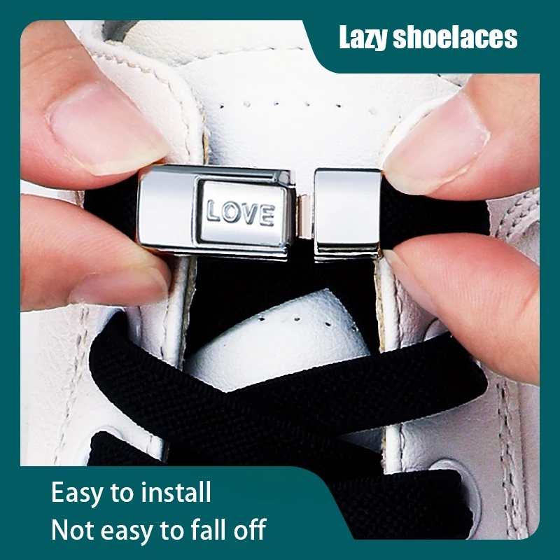 

No Tie Shoe Laces Love Lock Shoelaces Without Ties Tennis Elastic Laces Sneakers Kids Adult Flat Shoelace for Shoes Accesories