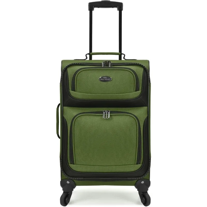حقيبة ريو خفيفة الوزن للحمل مقاس 20 بوصة بتصميم قابل للتوسيع من جانب ناعم، متينة، للأعمال والسفر، أخضر، 4 عجلات