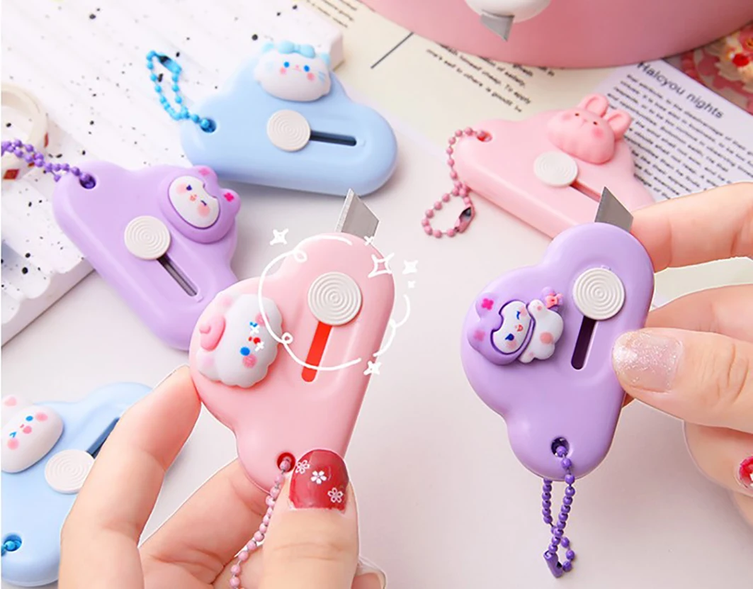 Cute Mini Retractable Utility Knife Cartoon Cat Paw Cloud Shape Cutter Art Knife Express Paper Envelope Opener Blade Stationery