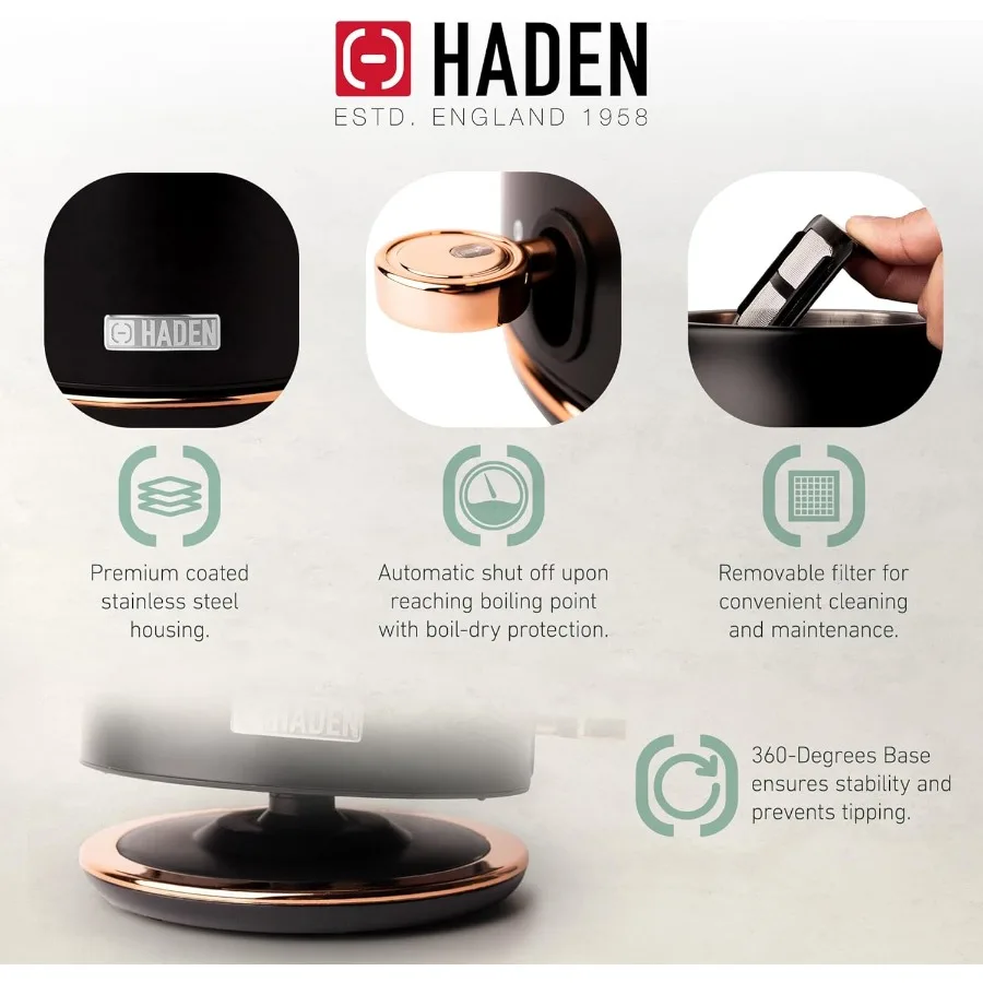 محمصة خبز من الفولاذ المقاوم للصدأ ذات فتحة واسعة مكونة من 4 شرائح مع غلاية مياه كهربائية من الفولاذ المقاوم للصدأ سعة 1.7 لتر من النحاس الأسود #5