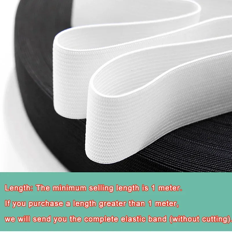 1M Sewing Elastic Band 10/15/20/25/30/40/50mm Knit Double-Side Elastic Spool Stretch Elasticity Strap for DIY Craft Pants Sewing