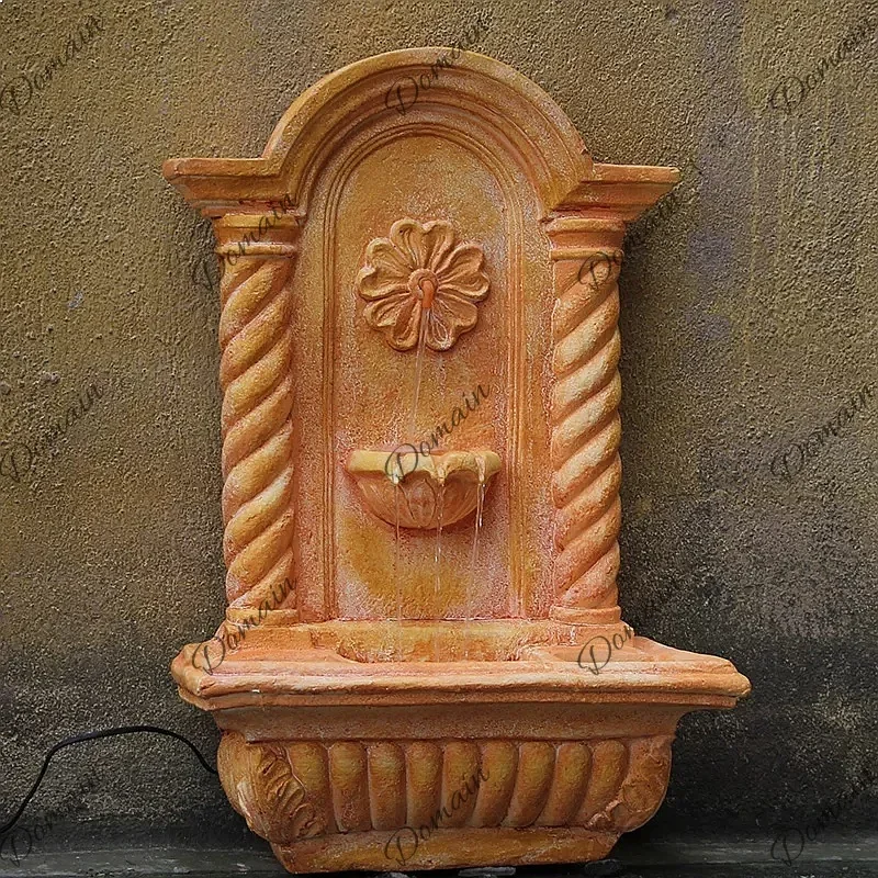 EW European Outdoor Wall Fountain Waterfall Decor for Courtyard Garden Villa Hanging Art U
