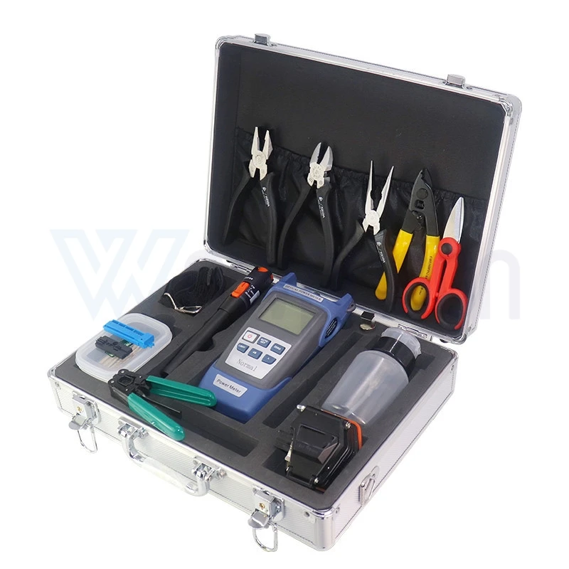 

FTTH Fiber Tool Kit, Fiber Cleaver,10km Visual Fault Locator, VFL,OPM, Optical Power Meter,Wire Pilers, Stripper, Customized