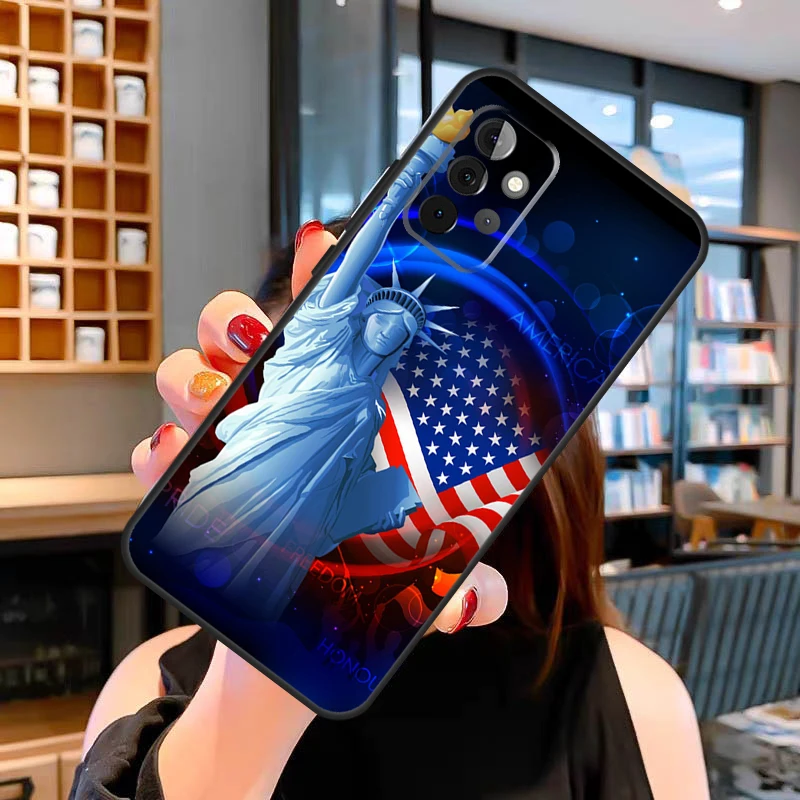 America Flag Statue of Liberty Case For Samsung Galaxy A14 A34 A54 A53 A33 A13 A12 A22 A32 A52 A72 A51 A71 A52S Cover