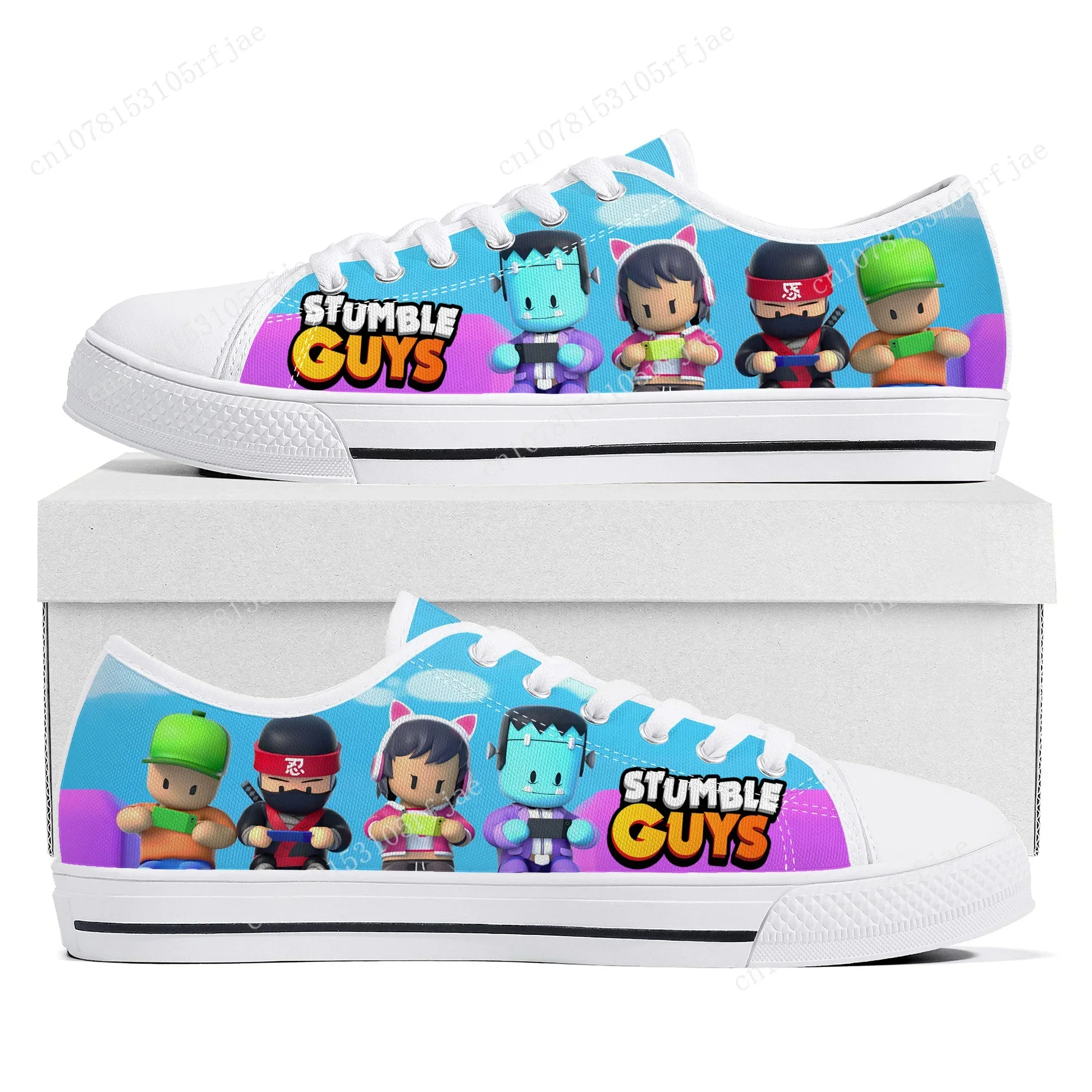 

Stumble Guys Low Top Sneakers Cartoon Game Womens Mens Teenager High Quality Canvas Sneaker Couple Fashion Custom Built Shoes