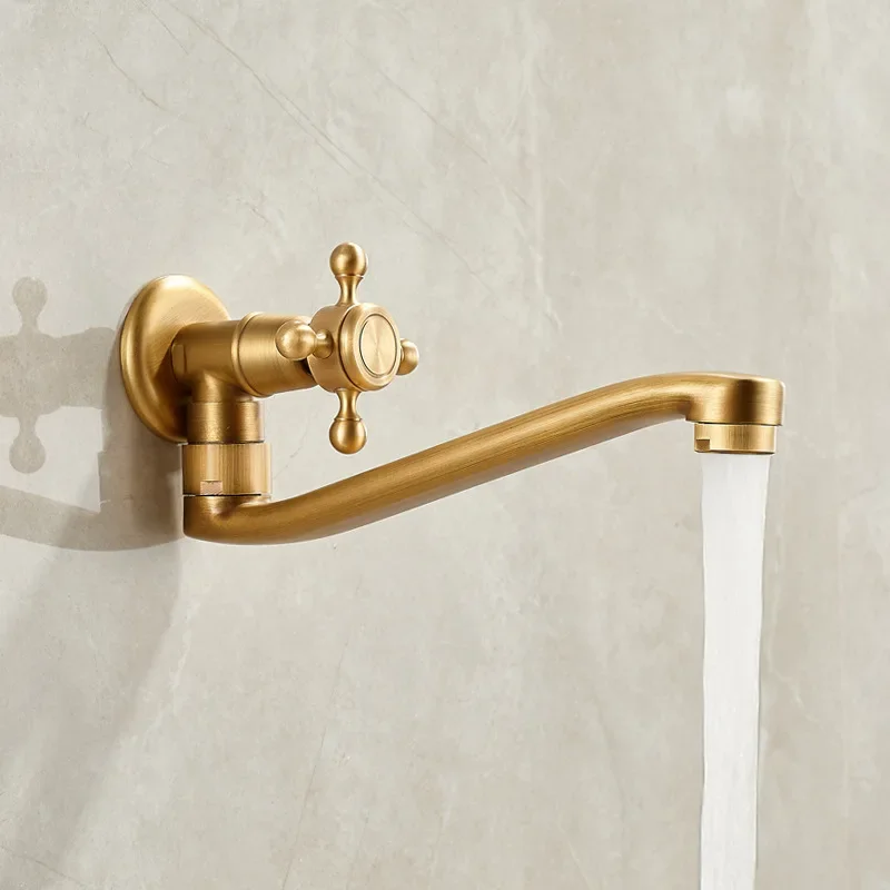 Longer Garden Faucet Spout Bathroom Basin Faucet Single Cold Mop Faucet Antique Outdoor Tap Solid Brass