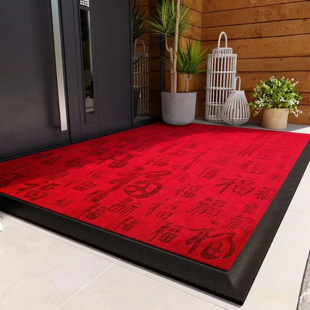 

New Year Style Entrance Door Mat Laser Engraved Wear-resistant Dirt-proof Easy to Maintain Safe Passage Home Door Mat