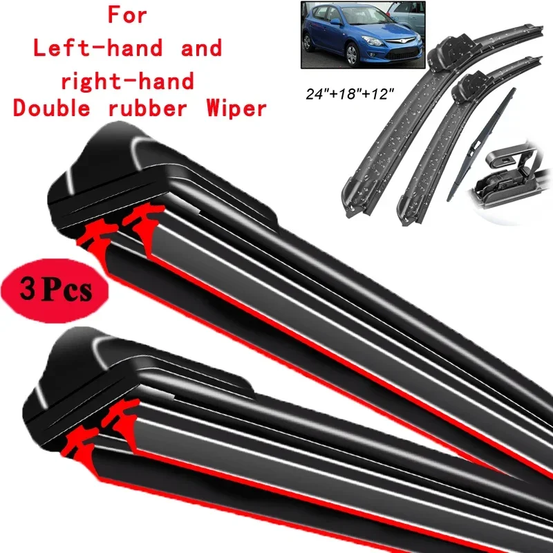 

Car Wiper Front & Rear Wiper Blades Set Kit For Hyundai I30 FD 2010 - 2012 Windshield Windscreen Window Brushes 24"+18"+12"