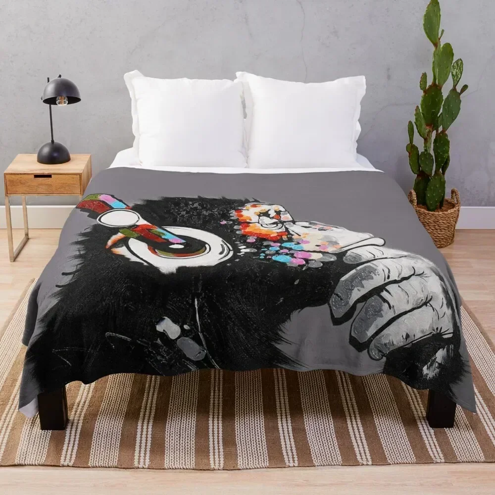 Thinker Chimp Throw Blanket