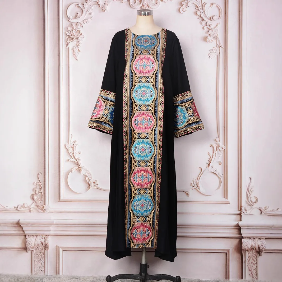 UNI 2025 Ramadan Muslim's Dresses Abaya Woman Eid Long Dresses Dubai Abaya Dubai luxury Dress Embroidery Robe Islam Jalabiyat