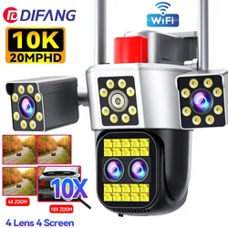 10K WiFi IP Kamera Outdoor Vier Objektiv Vier Bildschirm CCTV 10X Zoom Video Überwachung Kamera Auto Tracking PTZ sicherheit Kamera 20MP