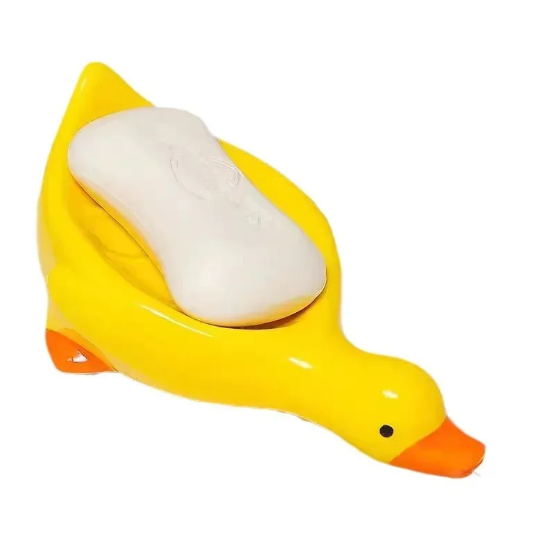 Cute Duck Shape Soap Dish Self Draining Soap Holder Soap Rack for Shower Bathroom Home Tub Kitchen Sink Plastic Tray Holder