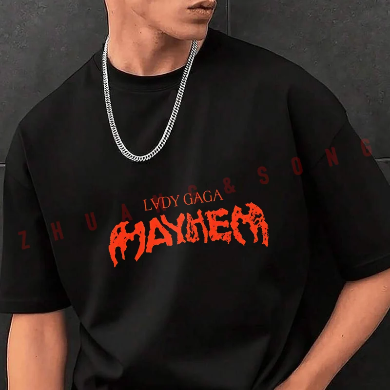 

Vintage Lady Gaga The Mayhem Ball Tour Motorcycle T-Shirt Men Hip Hop Streetwear Unisex Casual Fashionable Short Sleeve Tops