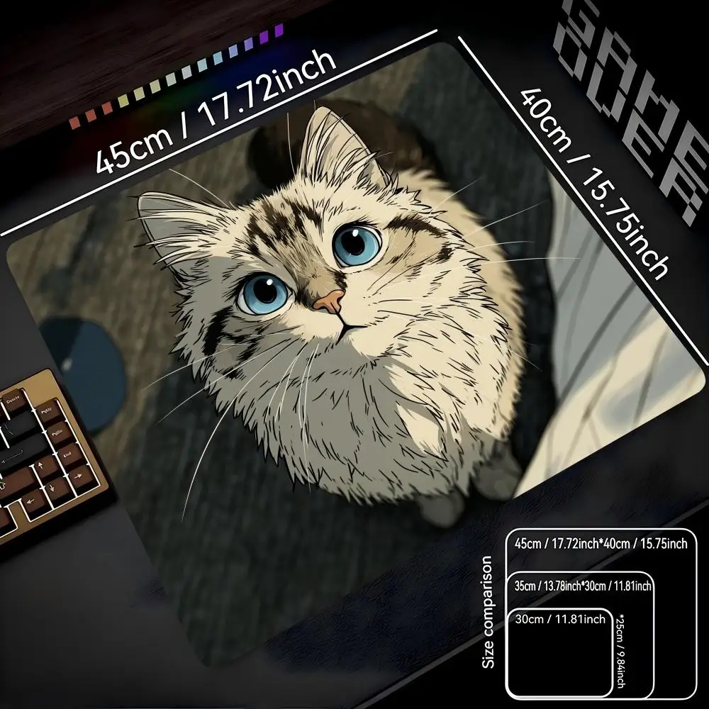 Anime Cute Cat Mouse Pad 22X18 40X45 Computer Accessories Office Game Table Mats Rubber Anti-slip Mousepad Small Decor Desk Pads