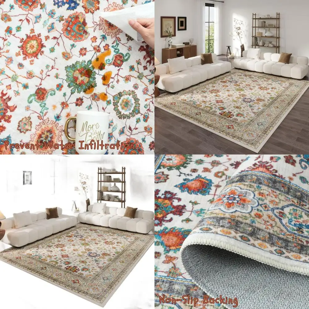 

Clearance 8x10 Boho Area Rugs, Machine Washable, Non-Slip, Low Pile for Living Room, Bedroom, Dining, Playroom - Colorful
