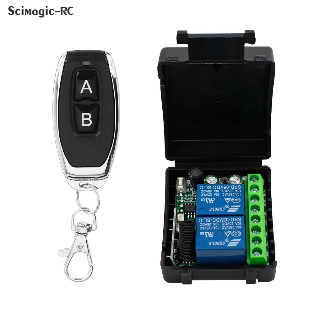 DC 12V 24V 220V 2CH Relay Receiver 433MHz RF Remote Control for Universal Garage Door Light LED Fanner Motor Signal Transmission