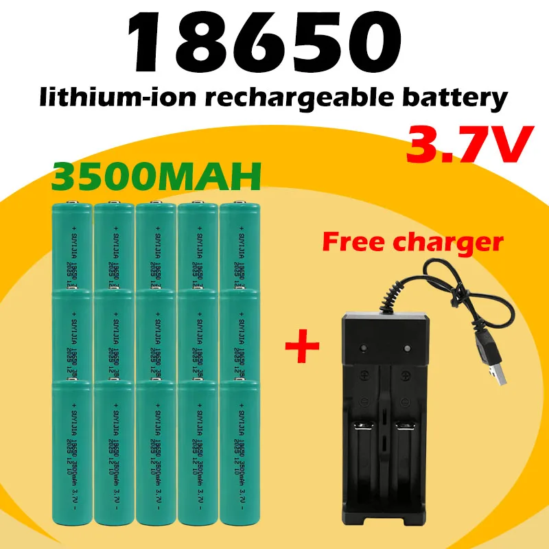 3.7V High-Capacity 18650 Lithium-Ion Rechargeable Battery 3500mAh Suitable for Flashlight Battery Packs, Power Banks, Toys