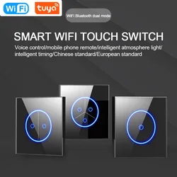 Wifi Tuya inteligentny przełącznik 10A ue 1/2/3Gang światło przełączanie aplikacji zdalne sterowanie głosem inteligentne oświetlenie wyłącznik dotykowy Smart Home