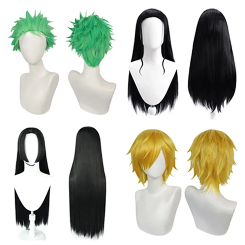 Anime Nico Robin Sanji Cosplay Wig Roronoa Cos Zoro Boa·Hancock Heat Resistant Synthetic Hair Carnival Halloween Party Props