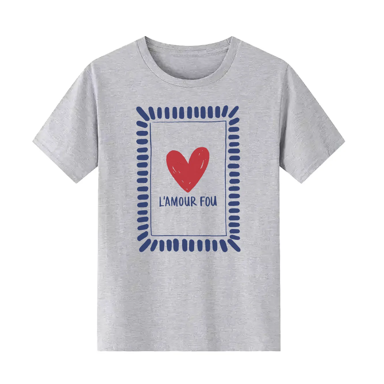 Modieus T-shirt met liefdespatroon, casual, korte mouwen, ronde hals, geschikt voor alle seizoenen, veelzijdig dames-T-shirt