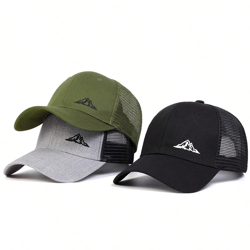 Unisex Mountain Range Embroidery Baseball Net Caps Spring and Summer Outdoor Adjustable Casual Hats Sunscreen Hat