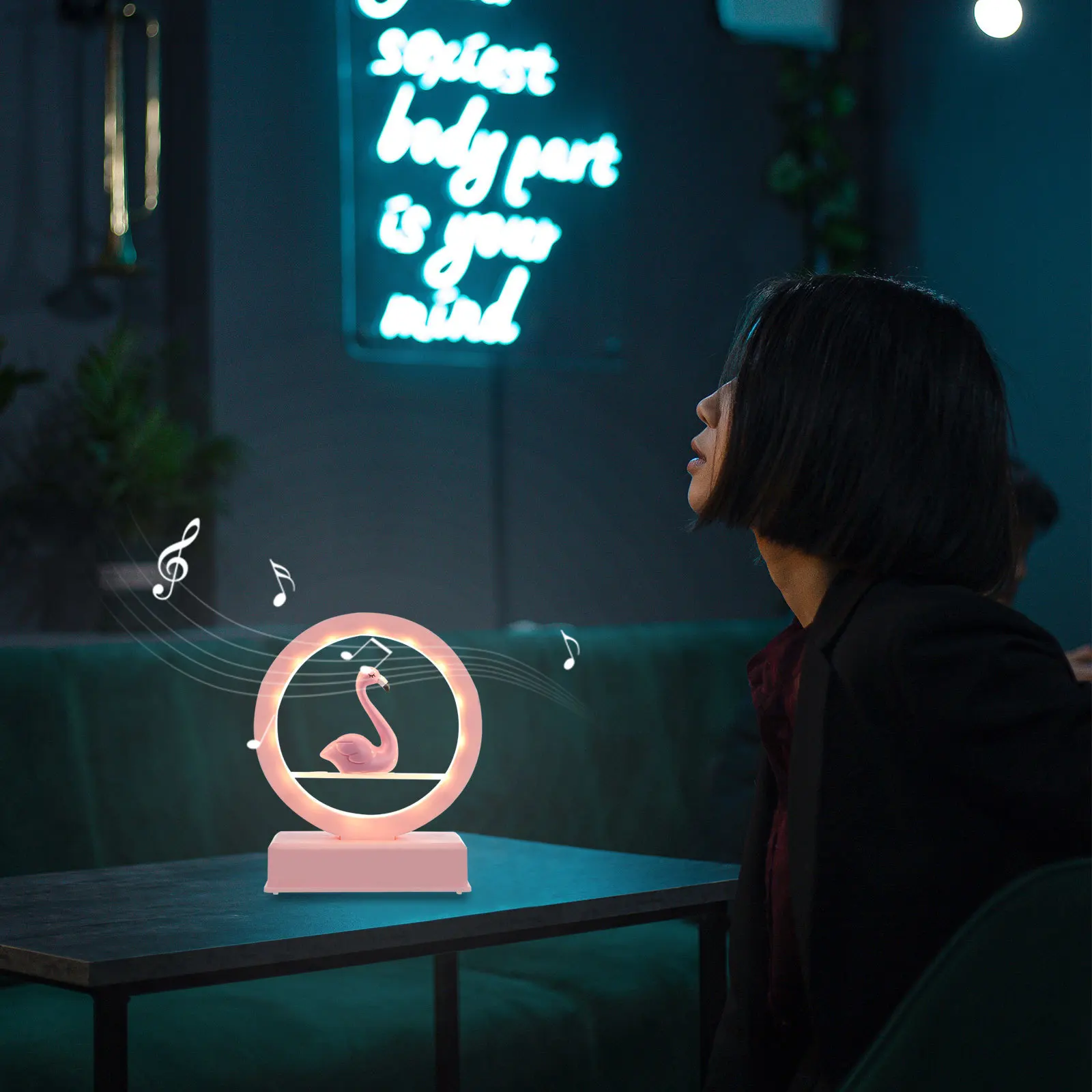 

1Pcs Flamingo Adornment Night Light Music Powered Practical Light Graduation Gift for Home Flamingo Adornment