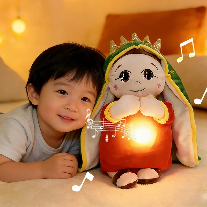 

﻿ New Breathing Jesus Virgin Mary Soothe Plush Toy Child Soothes Comforting Toy Music Light Sleep Toys For Boy Girls Gifts