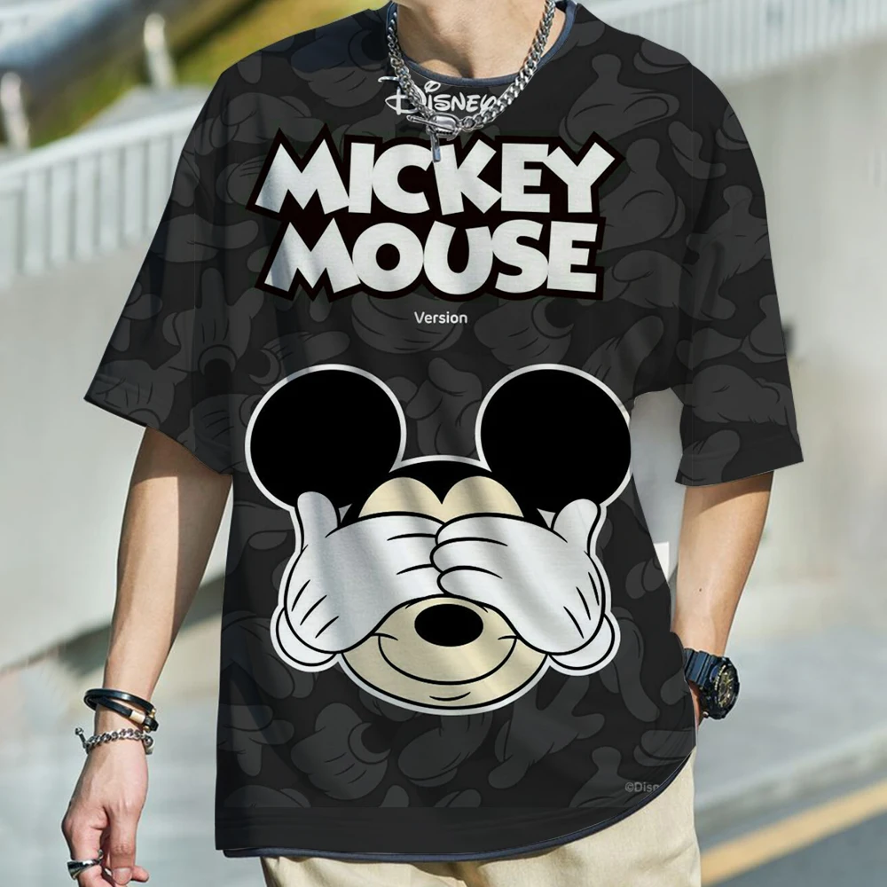 

Men's T-shirt Disney Mickey Mouse Parent-Child 2024 New T-shirt Animation Top Summer Fashion Couple Short Sleeve