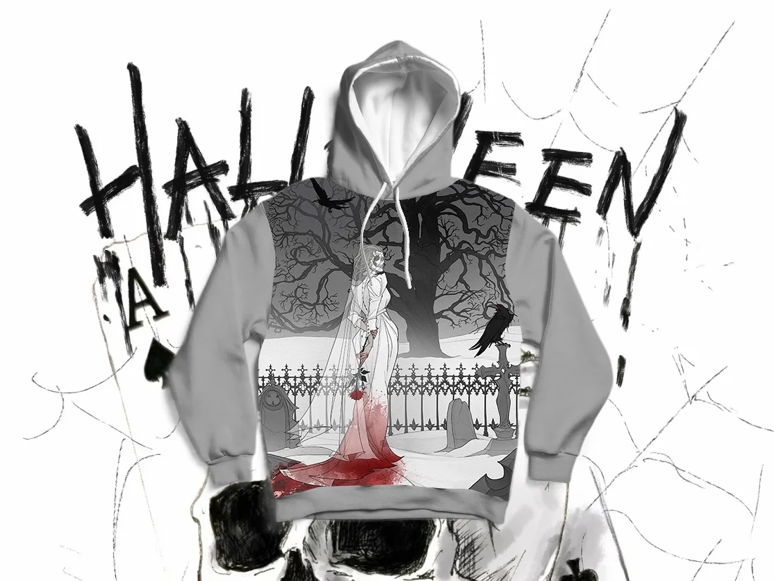 

25/26 Latest Autumn/Winter Halloween Elements 3D Printed Hoodie Large Adult Same Size Female Same Size Original Design Top