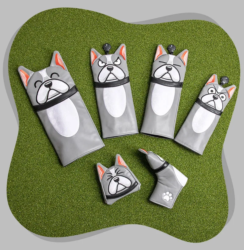 Cute Dog Golf Putter Covers for Mallet Blade Magnatic Type Lovely Dog Cartoon Animal Decorate Golf Life Mascot Novelty Cute Gift