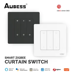 Moes Tuya สมาร์ท ZigBee แหวนม่านสวิทช์สำหรับลูกกลิ้งชัตเตอร์มอเตอร์ตาบอดทำงานร่วมกับ Alexa Google Home