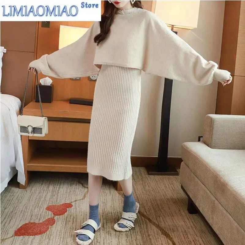 New Net Red Sweater Set Skirt Women Autumn Winter Korean Version of Loose Knit Two-piece Set Vestidos