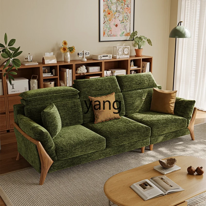 

YHM medium and ancient style solid wood small apartment fabric sofa