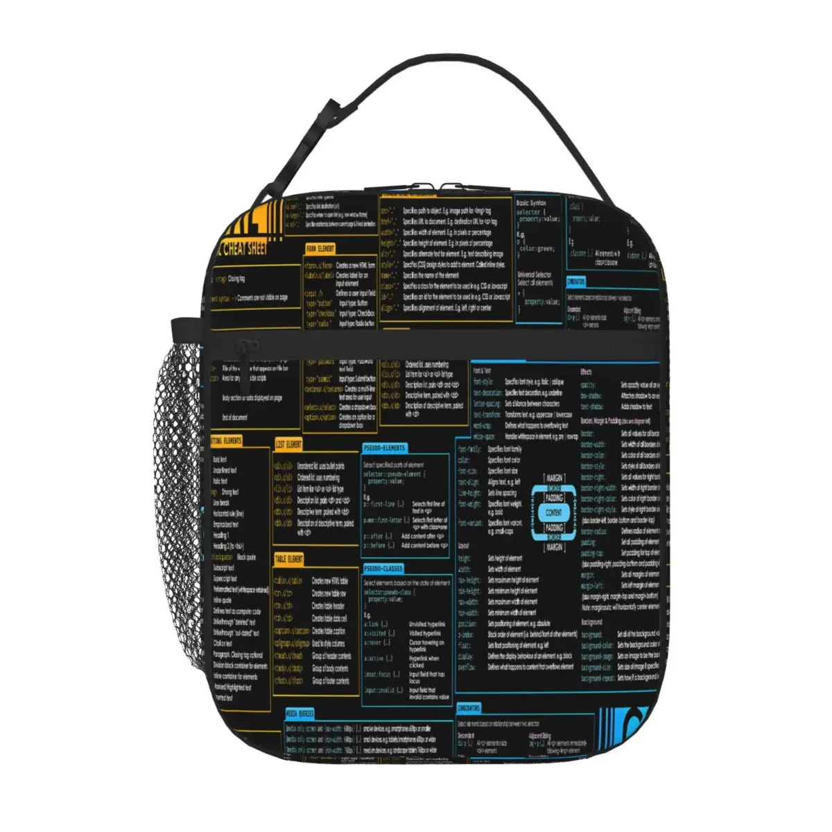 Bestselling HTML And CSS Cheat Sheet Web Designer Wall Ar Urban Street Student Lunch Bag Kindergarten Snack Carry Lunch Bag