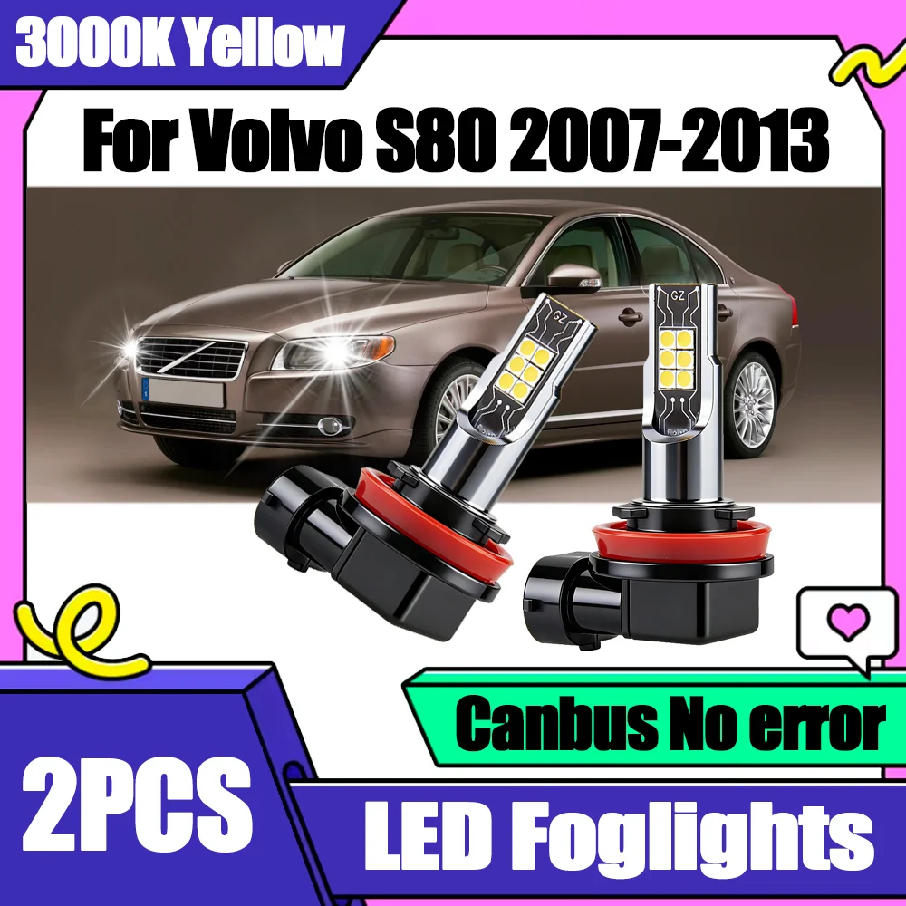 

2PCS 90W High Power 3000K Yellow LED Car Fog Light Bulbs Canbus No error Super Bright 12V Plug and Play For Volvo S80 2007-2013