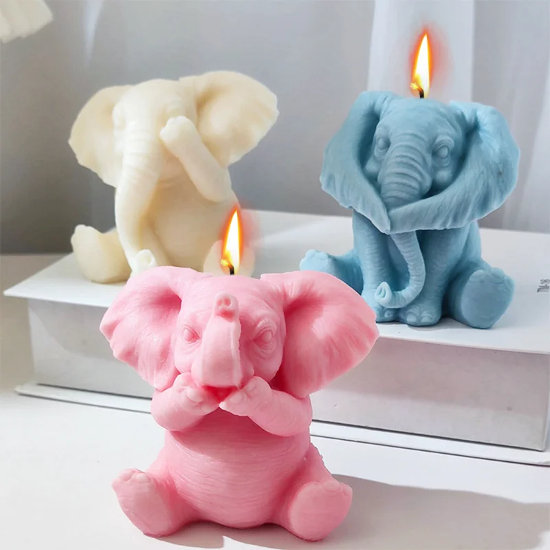 

Multi Style Elephant Candle Silicone Mold Cute Animal Soap Resin Plaster Making Mould Ice Chocolate Baking Set Desk Decor Gifts